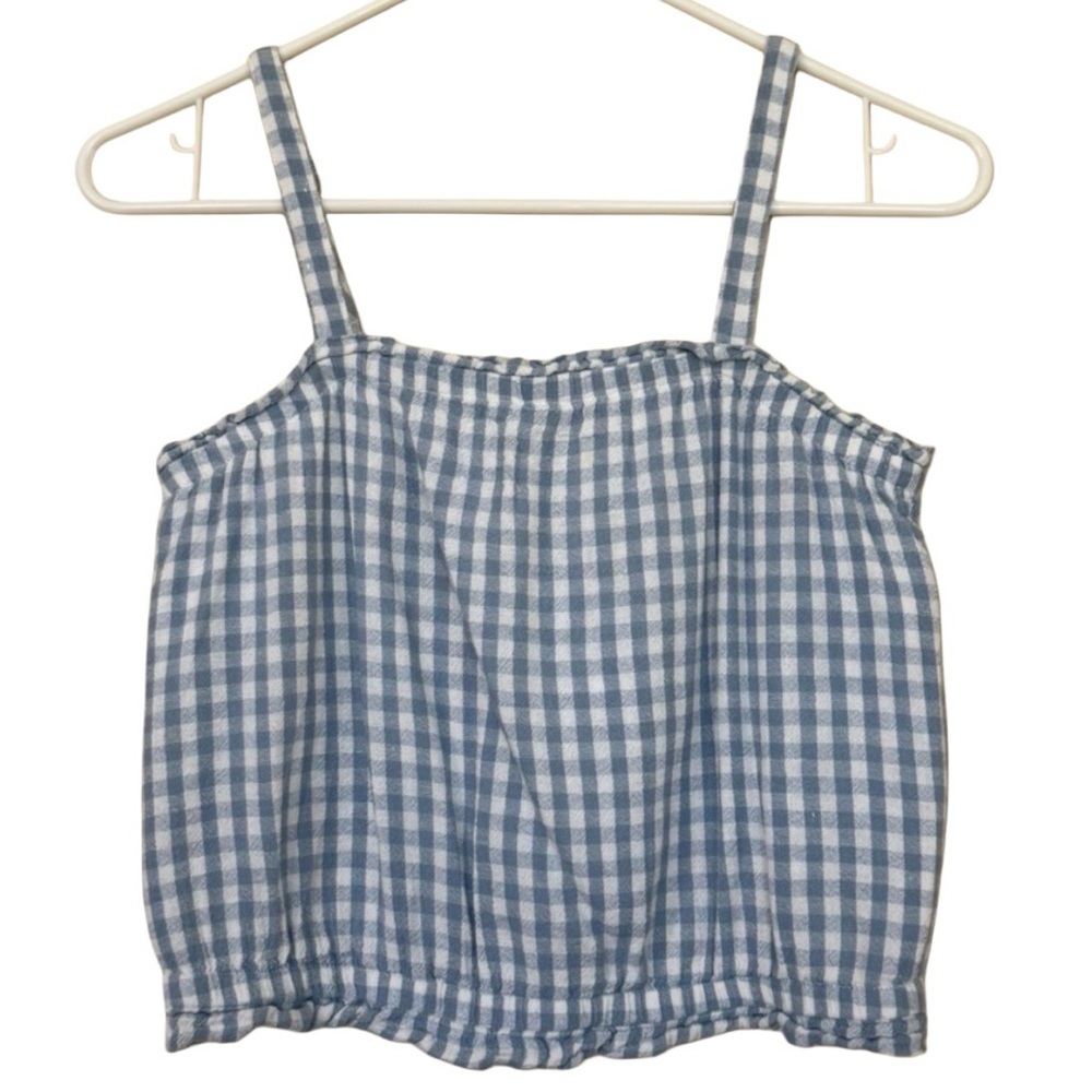 Abercrombie Kids Light Blue and White Checkered Top